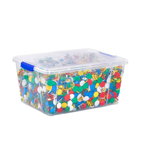 Tradineur - Caja de plástico con tapa y cierres laterales de clip, cajón de  almacenaje multiusos, ordenación, objetos, hogar, fa