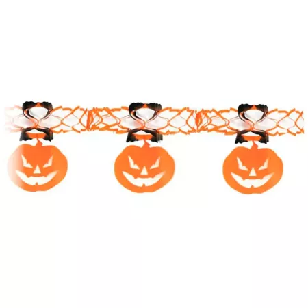 Tradineur - Guirnalda de calabazas de papel, decoración de interior, pared, carnaval, Halloween, fiestas - 2,4 metros