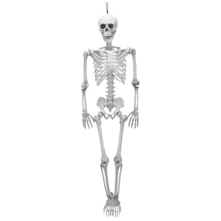 Tradineur - Esqueleto colgante para Halloween - Fabricado en plástico - Adorno para decoración - Longitud 48 cm - Color Blanco