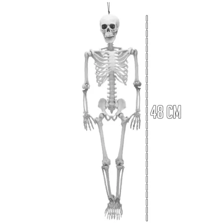 Tradineur - Esqueleto colgante para Halloween - Fabricado en plástico - Adorno para decoración - Longitud 48 cm - Color Blanco