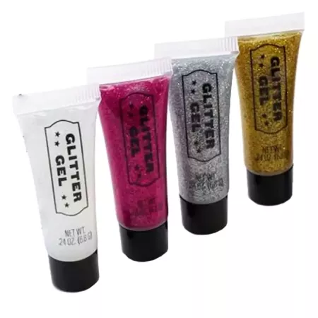 Tradineur - Blíster de maquillaje de Halloween - Incluye: 4 Brillantinas, 6 colores para pintar la cara, 2 esponjas y 1 pincel -