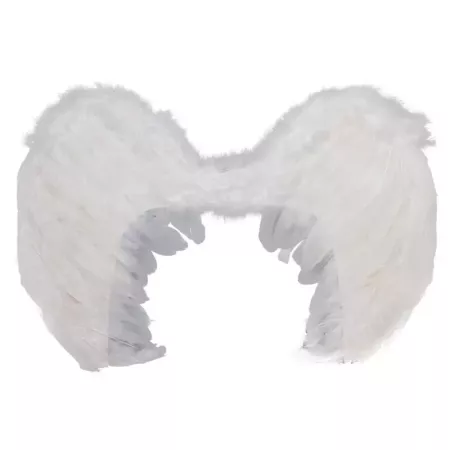 Alas de Ángel Blancas con Plumas y Tirantes Elásticos 45x35 cm