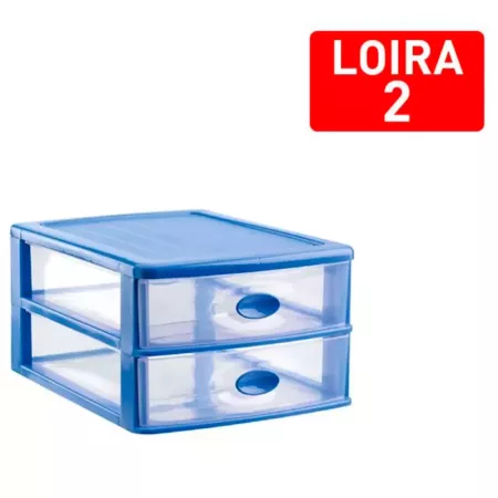 Tradineur - Cajonera de sobremesa, modelo Loira, 2 cajones transparentes, plástico, torre almacenaje multiusos, oficina, baño, f