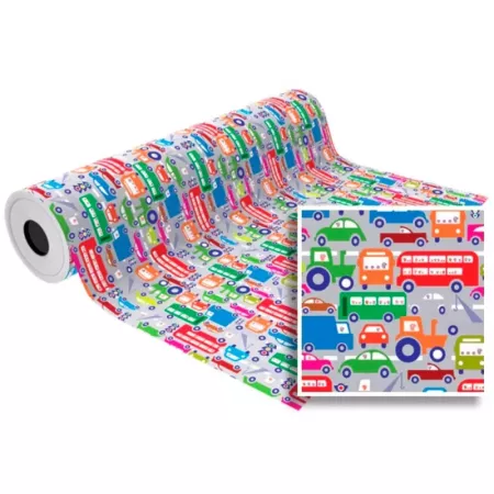 Bobina Papel Regalo Vehículos 62x80m para Cumple y Navidad Bobina Papel Regalo Vehículos 62x80m para Cumple y Navidad