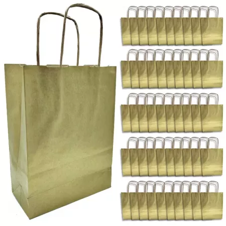 Pack 50 Bolsas Kraft Oro XS 18x24 cm para Regalos Navidad Pack 50 Bolsas Kraft Oro XS 18x24 cm para Regalos Navidad
