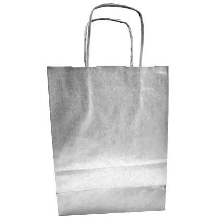 Pack 50 Bolsas Kraft Plata XS 18x24 cm para Regalos Navidad Pack 50 Bolsas Kraft Plata XS 18x24 cm para Regalos Navidad