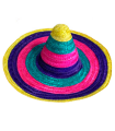 Tradineur - Clásico sombrero mexicano multicolor para jóvenes y adultos. Carnaval, halloween y celebraciones. Tamaño: 50 x 20 cm