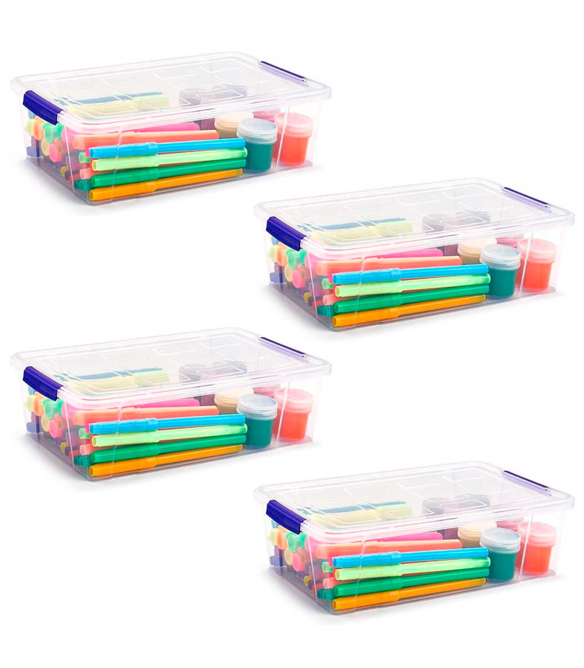 Paquete de 24 mini contenedores de almacenamiento de plástico con tapa, 3.3  x 2.6 x 2 pulgadas, cierre transparente, caja de almacenamiento pequeña
