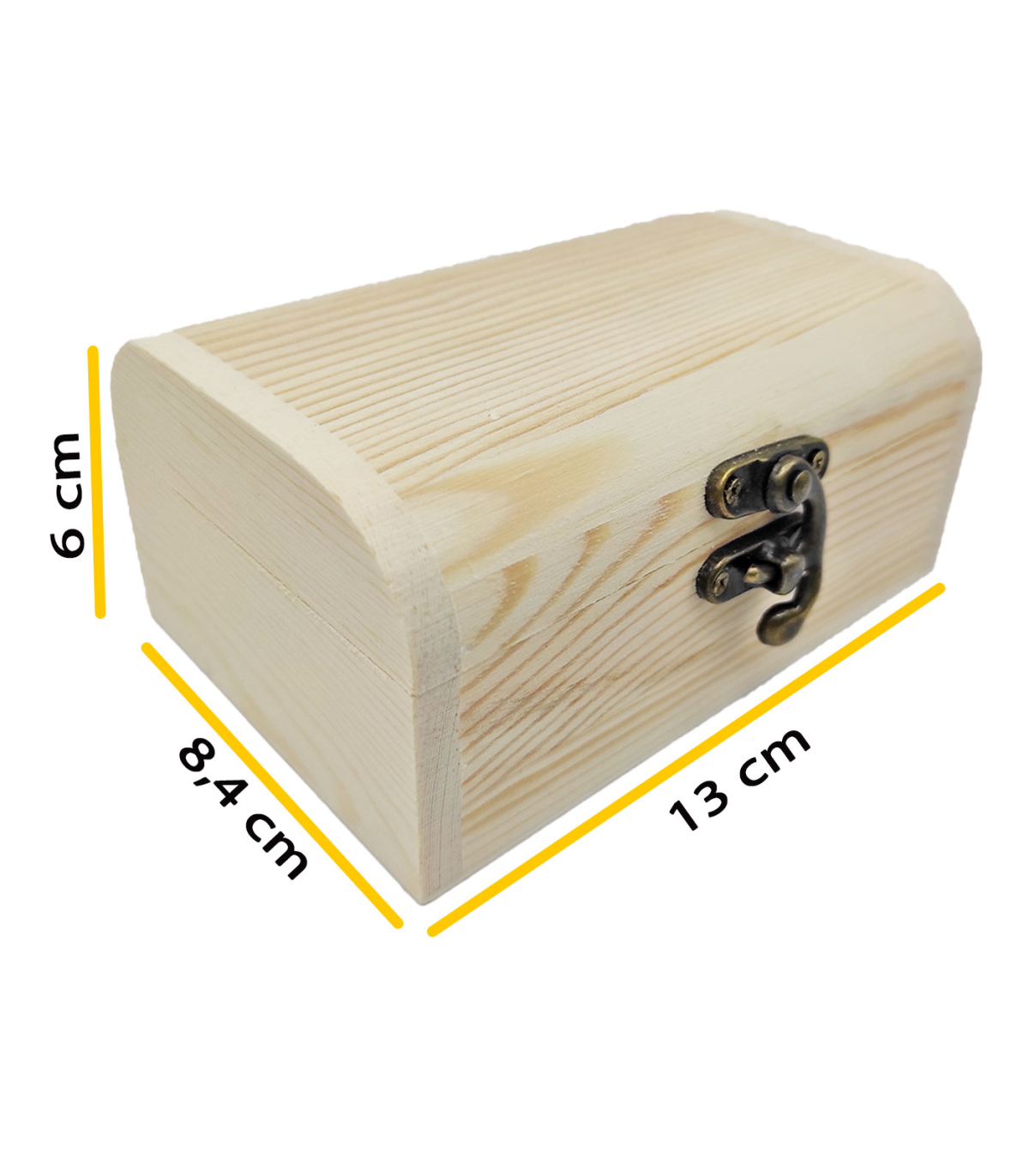Tradineur - Caja con forma de baúl, madera natural, cierre
