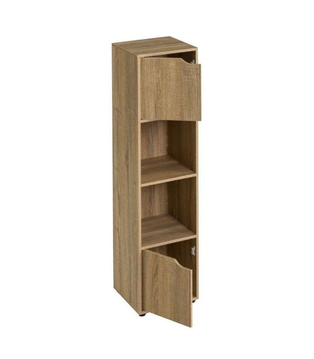 Estantería con 4 estantes y 2 puertas de madera MDF marrón 119 x 30 x 29  cm, mueble almacenamiento para oficina, dormitorio, sal