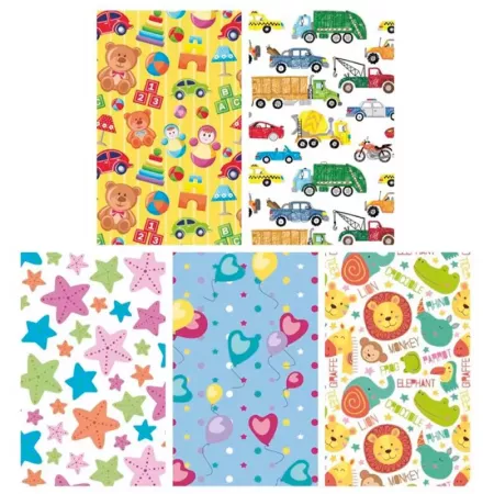 Pack 5 Rollos Papel de Regalo Infantil 70x200 cm Surtidos Pack 5 Rollos Papel de Regalo Infantil 70x200 cm Surtidos