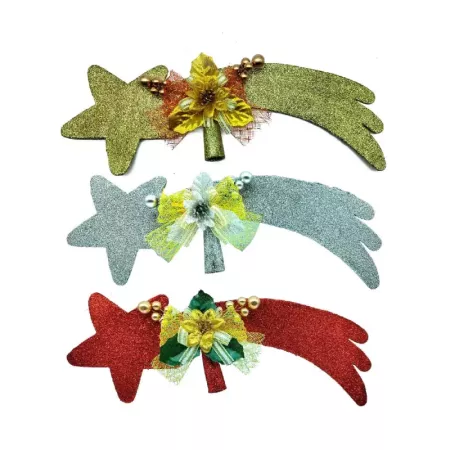 Estrella Cometa con Flor 35 cm para Árbol de Navidad Color Surtido