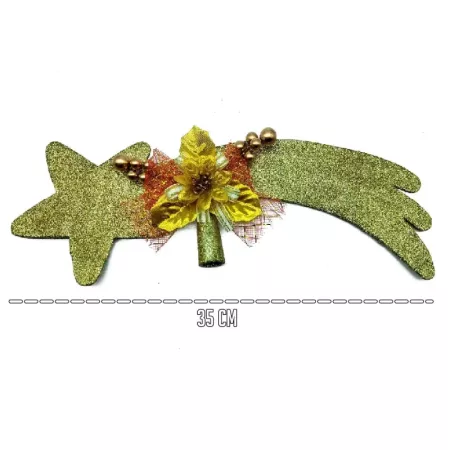 Estrella Cometa con Flor 35 cm para Árbol de Navidad Color Surtido
