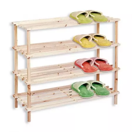 Zapatero madera natural 4 niveles, multiusos y práctico Zapatero madera natural 4 niveles, multiusos y práctico