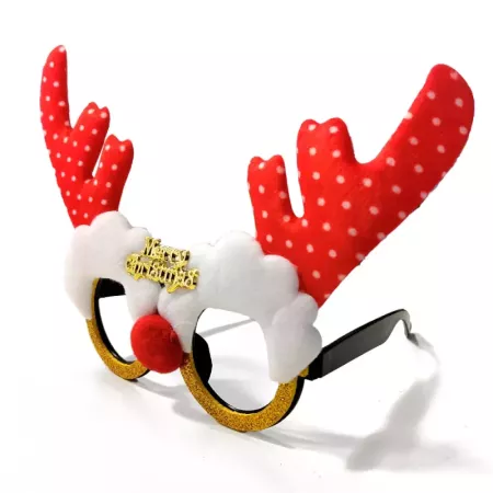 Gafas navideñas con diseño de reno y mensaje Merry Christmas en poliéster y plástico 14x22,5 cm para fiestas
