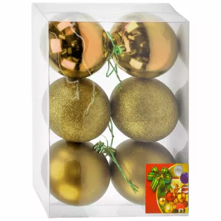 Sets 6 Bolas Navideñas Oro 8 cm - Decoración Árbol Navidad