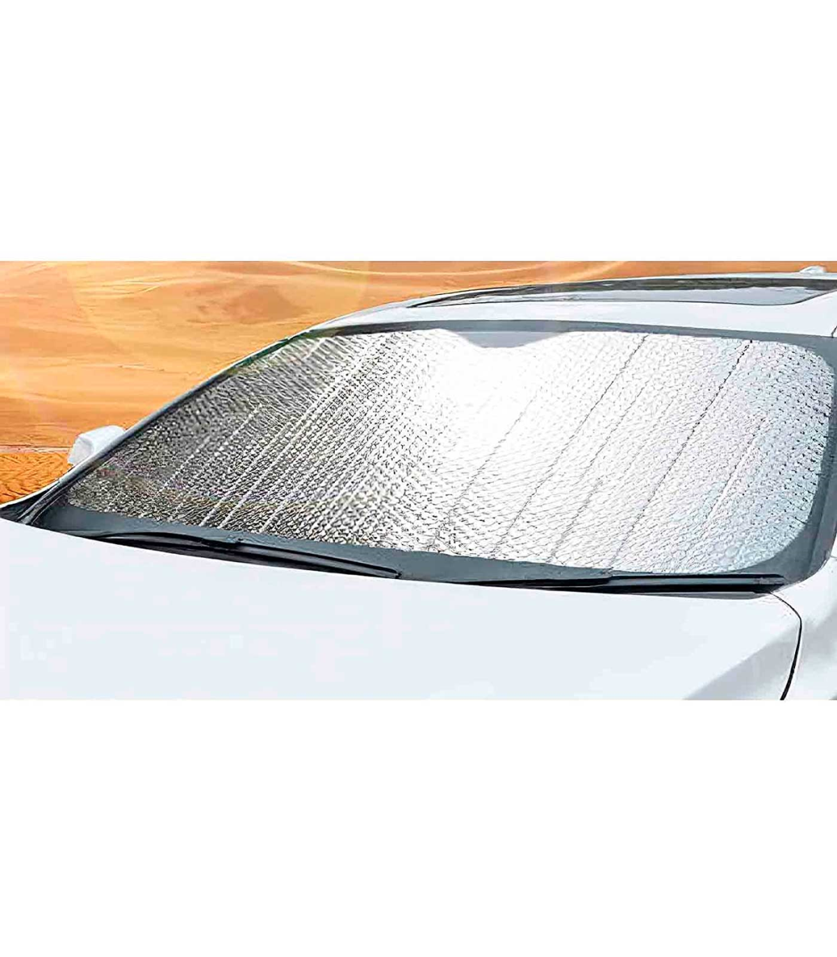 JUSTTOP Parasol plegable para parabrisas de coche, protector solar para  ventana de coche 210T, tela plateada recubierta de poliéster reflectante  que