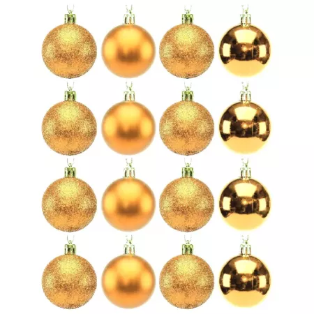 Set 16 Bolas de Navidad Oro 5 cm Brillantes para Árbol