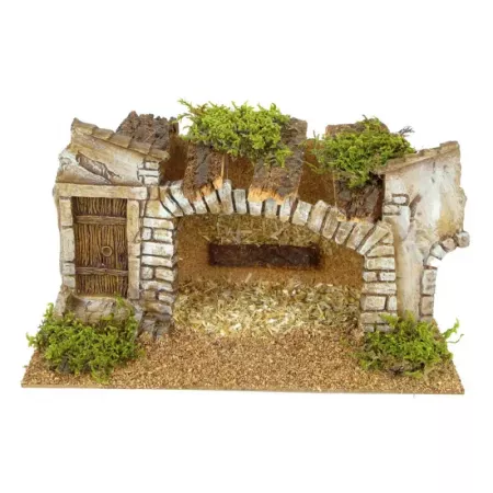Cueva de Belén artesanal de corcho pintada a mano 12x24x13 cm Cueva de Belén artesanal de corcho pintada a mano 12x24x13 cm