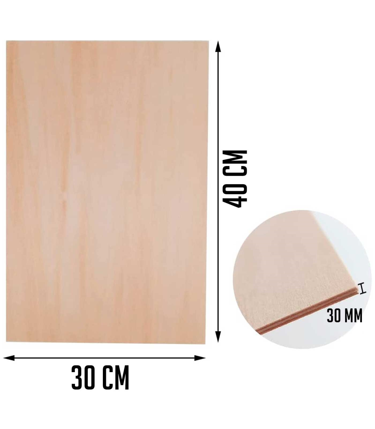 Tradineur - Lámina / Chapa de madera - Fabricado en España - Ideal para  manualidades - Resistente - 40 x 30 x 0,3 cm