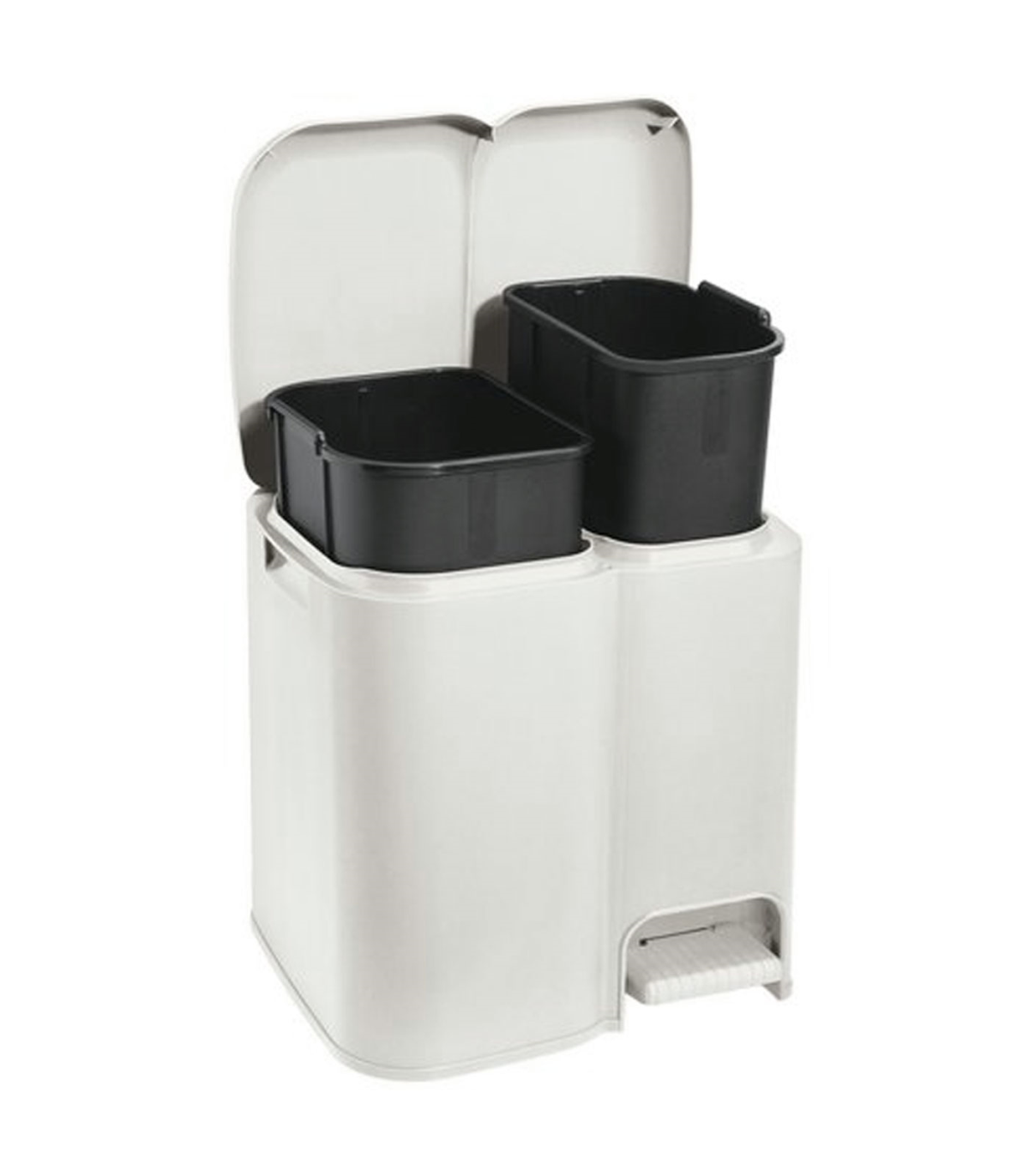 Tradineur - Cubo de basura doble de plástico con tapa, fácil apertura con  pedal, papelera, contenedor almacenamiento de residuos