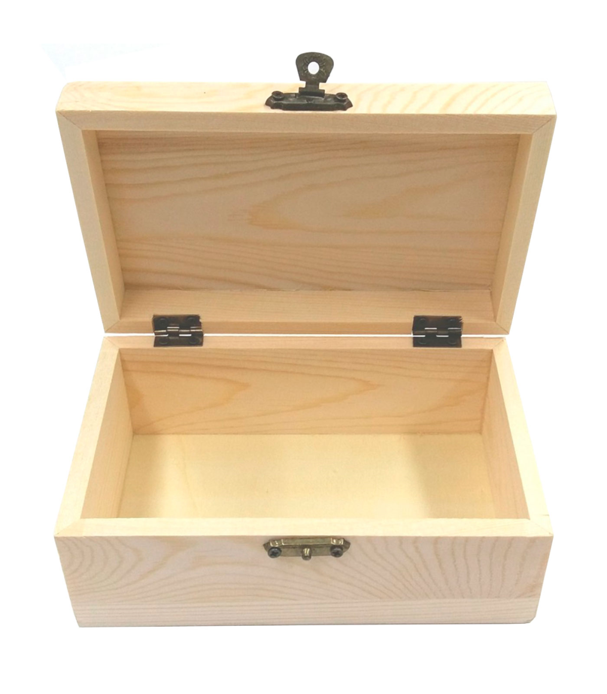 Caja rectangular de madera de chopo con tapa