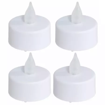 Tradineur - Pack de 4 velas de té LED, tealights con luz, plástico, funcionan con pilas, decoración del hogar, Navidad, fiestas