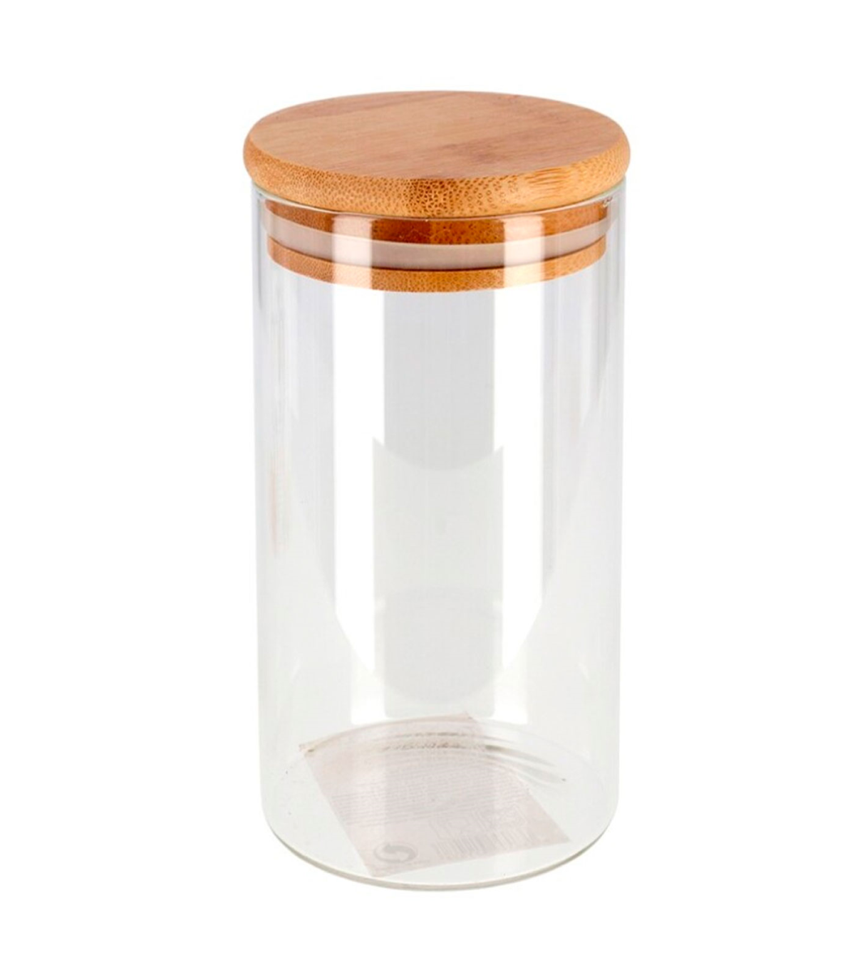 Bote redondo de cristal de borosilicato 1700 ml con tapa de madera de  bambú, recipiente, tarro de almacenamiento para guardar ca