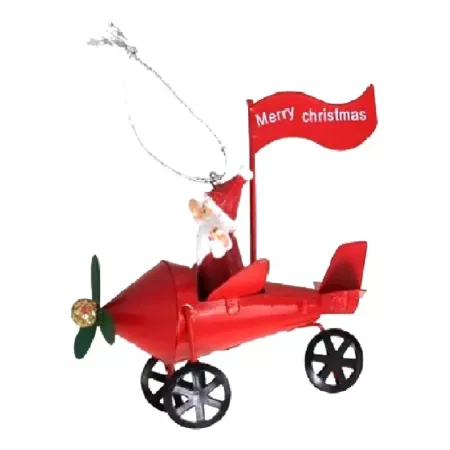 Colgante Navideño Papá Noel en Avión 9x7x10 cm Surtido