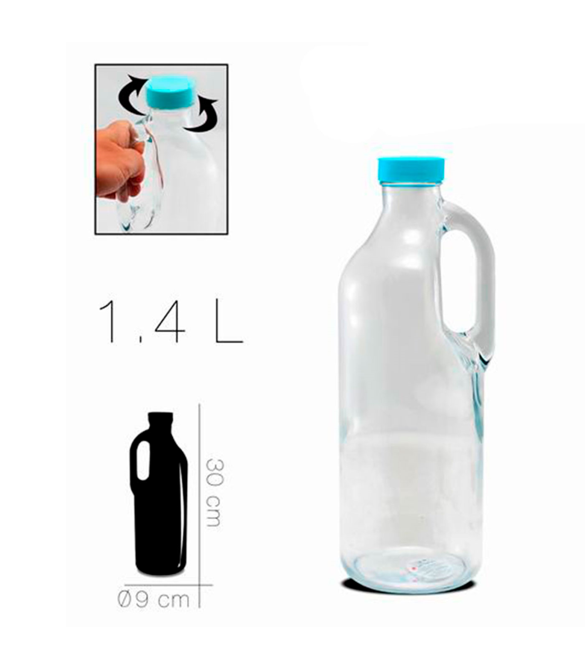 Tradineur - Jarra de cristal para agua con tapa de plástico, servir bebidas  frías, limonada, té helado, frigorífico, nevera, hog