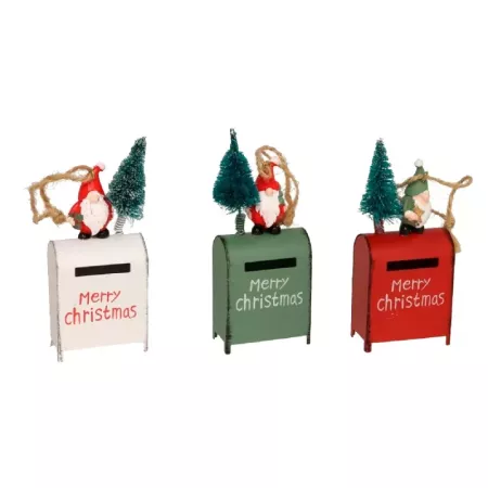 Colgante Navidad Papá Noel en buzón decorativo 10x6 cm