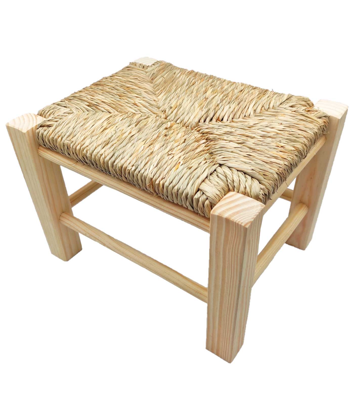 Tradineur - Taburete infantil de madera con asiento de rafia