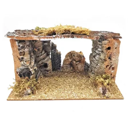 Cueva de Corcho Natural para Belén, Pintada a Mano, Eco Cueva de Corcho Natural para Belén, Pintada a Mano, Eco