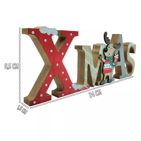 Letrero Navideño XMAS con Reno de Madera - Decoración Festiva