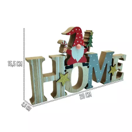 Letrero Navideño Home con Gnomo en Madera – Decoración Cálida