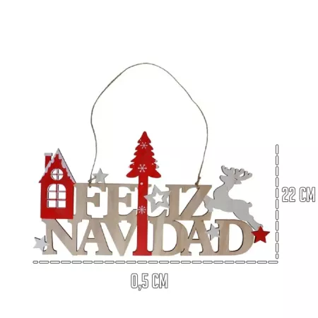 Letrero Navideño Feliz Navidad en Madera 22x42 cm Letrero Navideño Feliz Navidad en Madera 22x42 cm