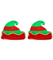 Tradineur - Pack de 2 gorros de elfo, poliéster, sombrero, accesorio navideño, fiestas, celebraciones, Navidad, carnaval (Adulto, unisex, rojo y verde, 32 x 34,5 cm)