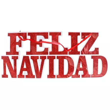 Letrero Colgante Feliz Navidad Brillante 19x44 cm Navidad
