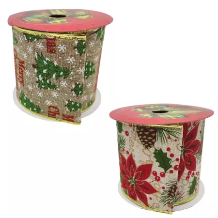 Cinta Decorativa Navideña Mate 10 cm x 4 m para Regalos