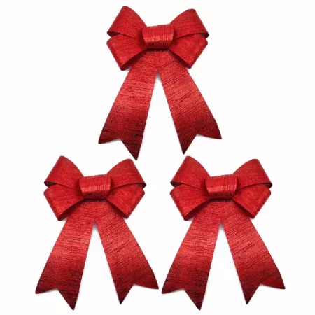 Sets 3 Lazos Navideños Rojos 25x16 cm Decoración Festiva