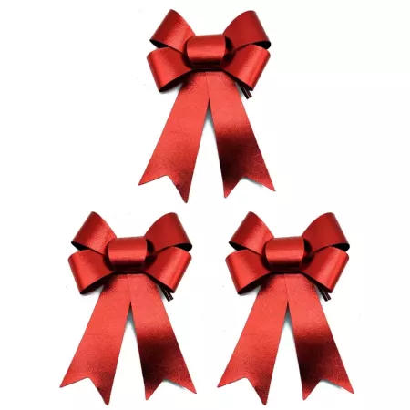 Sets 3 Lazos Navideños Rojos Lisos 24x15 cm Decoración