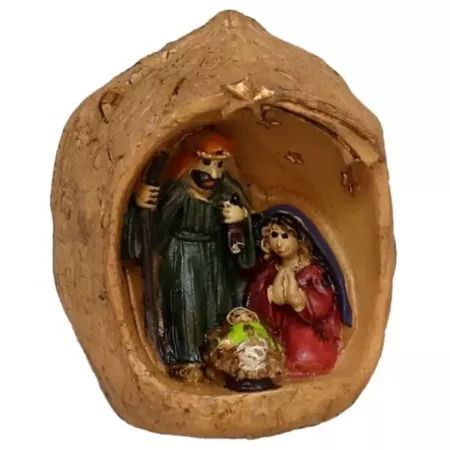 Mini Nacimiento en Nuez Resina 4x3 cm - Decoración Navidad