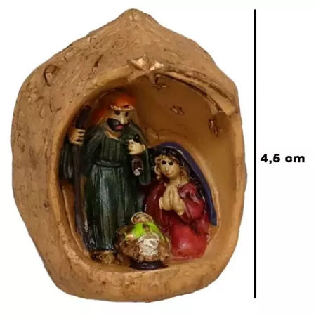 Mini Nacimiento en Nuez Resina 4x3 cm - Decoración Navidad