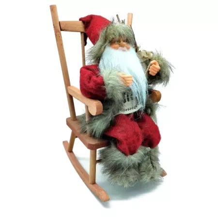 Figura Santa Claus Mecedora Navidad madera y poliéster 35 cm Figura Santa Claus Mecedora Navidad madera y poliéster 35 cm