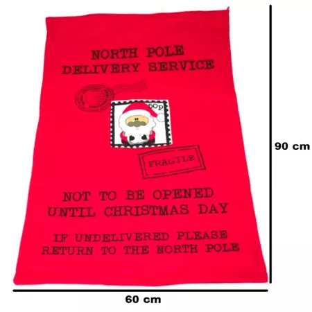 Saco Papá Noel Rojo 90x60 cm para Regalos Navideños
