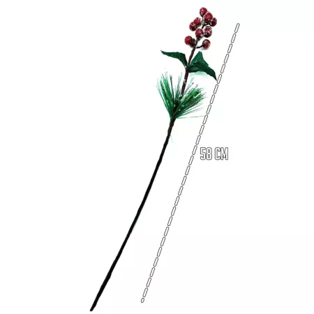 Varas de Bayas Rojas Navideñas 58 cm – Decoración Festiva Fácil