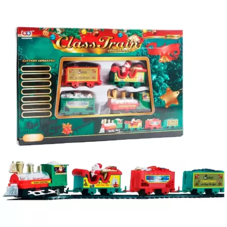 Tren Navideño de Juguete 26 Piezas con Raíl de 286 cm para Diversión en Navidad