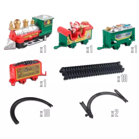 Tren Navideño de Juguete 26 Piezas con Raíl 286 cm