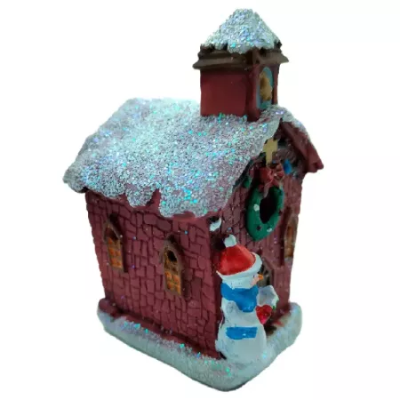 Casita Navideña LED en Resina 8x5x6 cm - Decoración Festiva