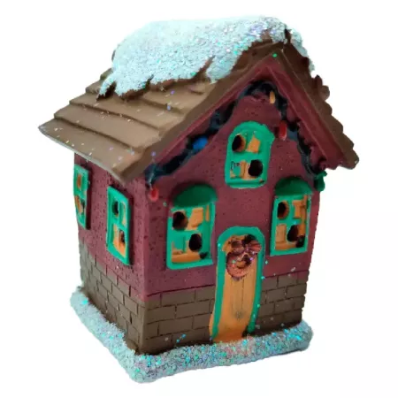Casita Navideña LED en Resina 8x5x6 cm - Decoración Festiva